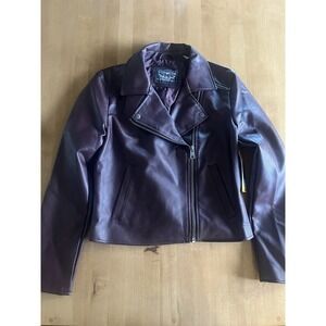 Levi's Straus Co Women's Faux Leather Jacket Gig Maroon Sz M LW5SU211 Zip Button